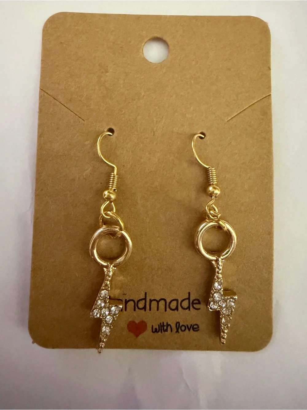 Gold Lightning Bolt Dangle Earrings